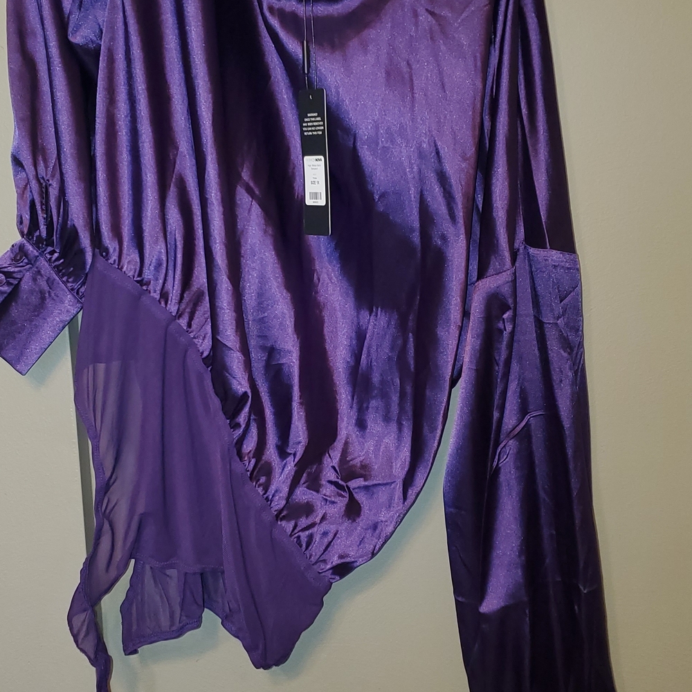 Fashion Nova Purple Satin Bodysuit